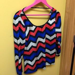 Red and blue blouse